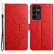 For Samsung Galaxy S23 Ultra Cell Phone Cases Flower Pattern Leather Cover