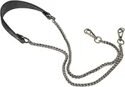 [BEBEMOKO] DIY Black PU Leather Crossbody Bag Replacement Strap with Metal Chain Fashionable Detachable Shoulder Strap for Handbags Durable and Strong Load Bearing Accessory