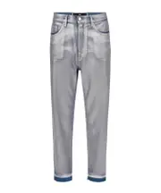 Elisabetta Franchi Laminated Boyfriend Jeans 28 Gray