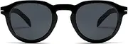 [HERJOUR] Retro Square Sunglasses for Women and Men Vintage Fashion Frame AR82200（Black/Light Blue）, Black/Light Blue, Medium