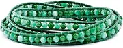 [JewelryWeb] Aventurine Green Quartz Freshwater Cultured Pearl Clasp Leather Wrap Bracelet-Wrap-Bracelet for Women