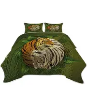Tropical Leaves Yin Yang Tiger Coverlet