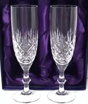 Vtg Edinburgh Crystal Glencoe Crystal Champagne Flutes Original Box Handcrafted