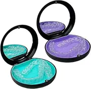 Maoerdental 2 Pack Aligner Case with Mirror,Convenient Retainer Case for Invisalign Aligners, Night Guards, and Mouth Guards (1PC Black Cyan+1PC Black Purple)