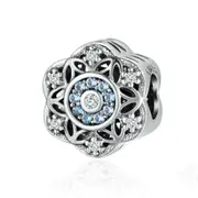 Silver plating Romantic Snowflake, Dazzling Beads Fit Charm Bangle Jewelry