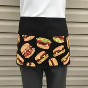 Burgers/food 3 pocket waitress waist Half apron Server Black Restaurant Janet’s