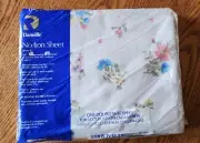 Vintage Danville No Iron Bed Sheet Double Flat Floral Flowers Cottage