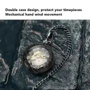 Mechanical Pocket Watch Vintage Double Case Watch Hand Wind Skeleton Pocketwatch