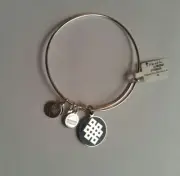 Alex And Ani ~ Endless Knot Silver Blue Charm Epoxy Bangle Bracelet NWT w/Box