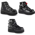 Pleaser Demonia Front/ Buckle Strap Ankle Boot Side Zip Adult Women Boots Emi30X