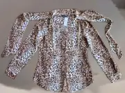 White House Black Market NWT Tie Front Blouse Animal Print Sz 6 MSRP $98