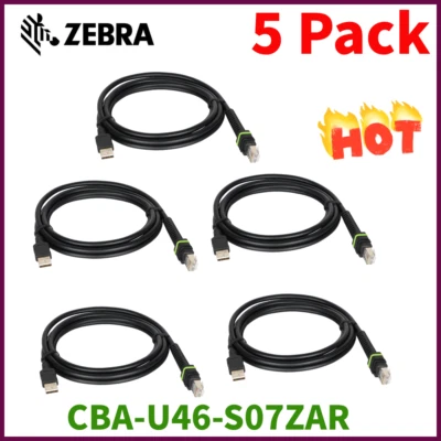5Pack Zebra USB Data Transfer Cable CBA-U46-S07ZAR DS3608 Li3608