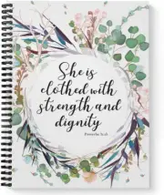 Softcover Clothed with Strength 8.5" X 11" Religious Spiral Notebook/Journal, 12