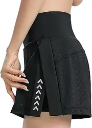 [VCODWCSJO] Women Tennis Pants Breathable Mesh High Waist Shorts Female Tennis Skort Sports Yoga Running Shorts Skirt Solid Color