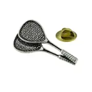 Squash Rackets English Pewter Lapel Pin Badge XTSPBS12