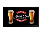 Personalised bar Runner mat - Red beer label Home bar accessories beer mat