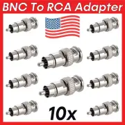 10 Pack BNC Plug to RCA Plug Adapter Coaxial RCA M to BNC M Connector Converter