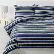 Jason Commercial Brighton Quilt Cover Set Blue/Oatmeal