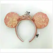Disney Parks Minnie Mouse Pink Sequin Ears Tiara Princess Crown Rare Peach 2021