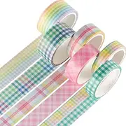 YUBBAEX 6 Rolls Plaid Washi Tape Set Basic Grid Masking Decorative Tapes for Arts, DIY Crafts, Journals, Planners, Scrapbooking, Wrapping (Rainbow Plaid)
