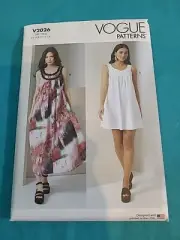 Vogue Sewing Pattern 2026 Misses 6-14 Flared Tent Dress Shaped Yoke Two Lengths