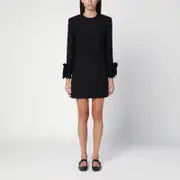 [Valentino] Black mini dress with rose appliqué 38 IT Black