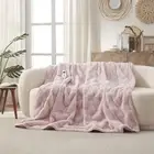 Dreamaker Ultra Smooth Touch Basketweave Faux Fur Heated Throw 180x200cm Pink