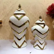 2x pieces Elegant Ginger Jars with Lid Storage Home design desk flower jars