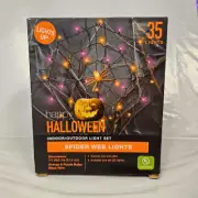 Halloween Spider Web Lights 35 Lights 3 ft Black Wire Orange & Purple Bulbs