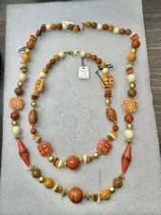 2 New W VTG CAPRI Genuine Lucite Fall Colors 16” 28” Necklace
