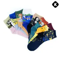 在飛比找PChome24h購物優惠-韓國襪子 世界名畫中筒襪
