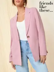Friends Like These Pink Single Breasted Linen Blend Tailored Blazer (AL6865) | $113