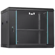 9U Wall Mount Network Server Cabinet, 39.37 cm Deep, Server Rack Cabinet Enclosure, 90.7 kg Max. Ground-mounted Load Capacity, with Locking Glass Door Side Panels, for IT Equipment, A/V