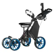 CaddyTek CaddyCruiser ONE Pro Folding 4 Wheel Golf Buggy Blue + Removable Seat