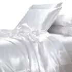 New Ivory & Deene Satin Sheet Set Queen Size White Luxury Silk Feel Bedding Home