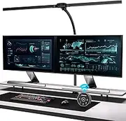 EYOCEAN Desk Lamp, Double Head Desk Lamp, Clampable, 24 W 80 cm Daylight Lamp Desk with Remote Control, Dimmable Monitor Lamp, Office Table Lamp, Eye Protection Screen Lamp
