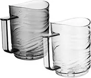 DINHEAROM 2pcs Transparent Toothbrush Cup with Ergonomic Handle Rinse Holder for Family Bathroom Use Clear Toothbrush Containers for Organized Storage