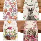 Linen Easter Tablecloth Rabbit Bunny Placemat Happy Easter Table Runner Dining
