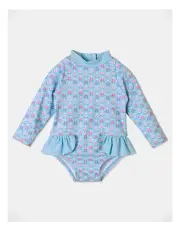 [Sprout] Long Sleeve Short Leg Shark Swimsuit in Blue