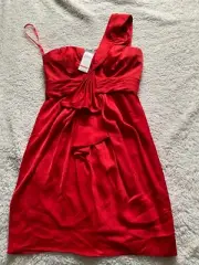BCBGMAXAZRIA Palais Women Size 2 Red One Shoulder 1/2 Zip Dress (C7)