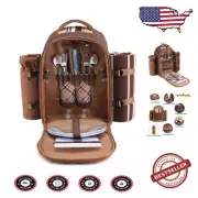 Comfortable Picnic Backpack for 2, Detachable Wine Cooler & Waterproof Blanket