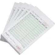 100 Pack - 2 Part Green Carbonless Guest Check Pads - 50 Pages per Server Pad