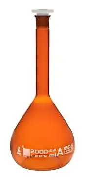 Volumetric Flask, 2000mL - Class A - Polypropylene Stopper - Borosilicate Glass