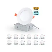 12 Pack 5 inch 5CCT Led Recessed Light with Junction Box, 2700K-5000K Selecta...
