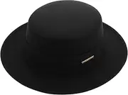 [ROMISBABA] Short Brim Flat Cap for Men Women Stylish Wide Brim Fedora Warm Comfortable Woolen Hat Black