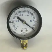 BAR 100 x kPa Pressure Gauge Size 60mm Range 30-0 Vac Connection 1/4" NPT NEW