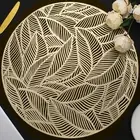 Placemats Set of 6, Round Leaf Place Mats for Dining Table Hollowed-Out Press...