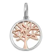 Tree of Life Pendant Genuine Sterling Silver 925 Rose Gold Plated Height 20 mm