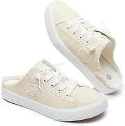 [BENPAO] Women's Slip on Sneakers Canvas Slip ons Shoes Fashion Comfortable Mules Womens Non Slip Loafers Casual Backless Shoes