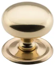 Large Plain Cupboard Knob, Polished Brass